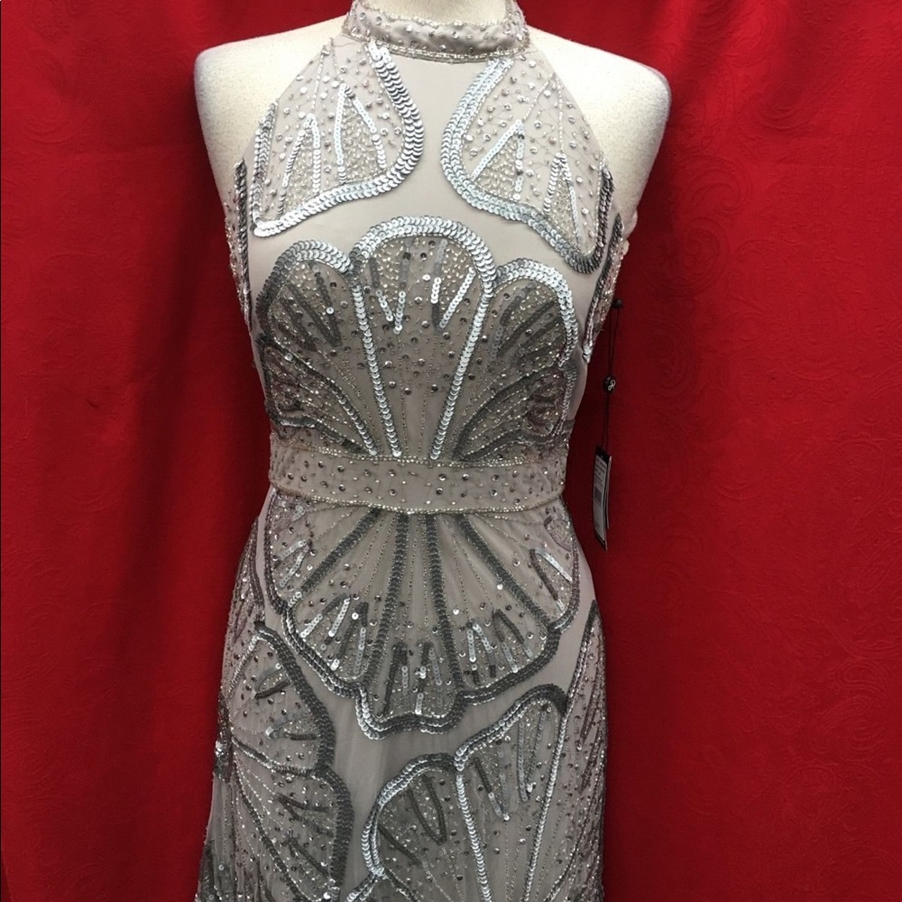 New silver beaded Adrianna Papell Gown- Size 2